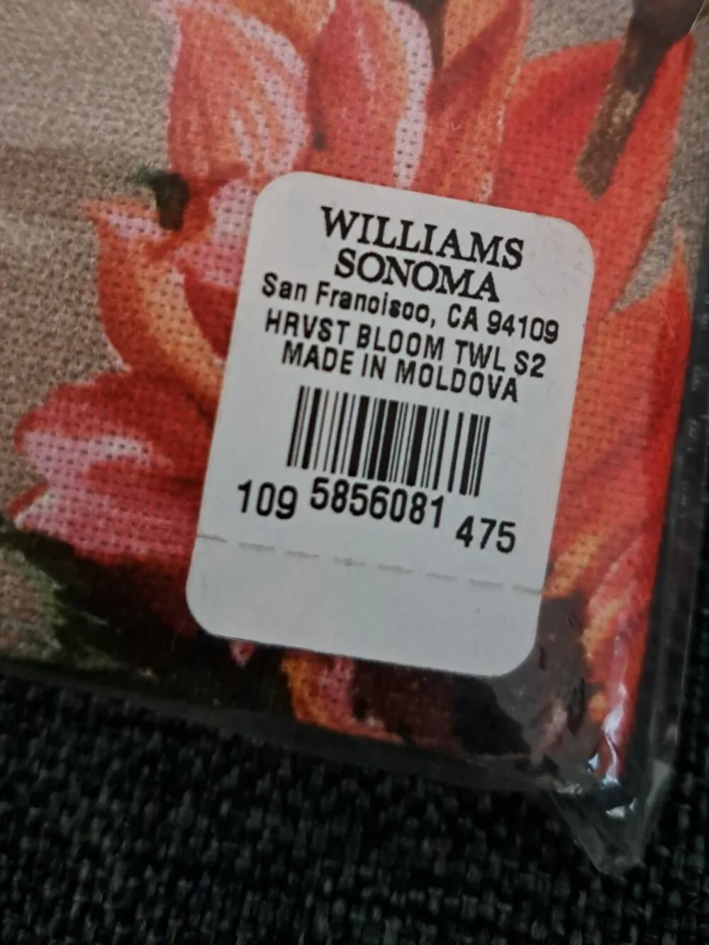 WILLIAM SONOMA NWT KITCHEN TOWELS 100% COTTON THANKSGIVING HARVEST BLOOM FALL